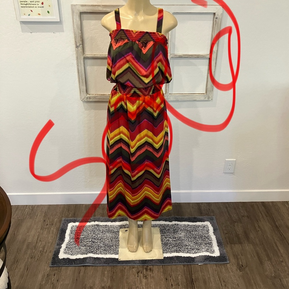 Sunny Leigh Strapless Chevron Dress - Multicolor
